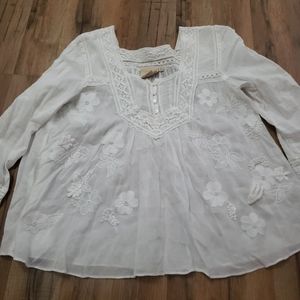 Vanessa Virginia white Embroidered boho Top Size 8